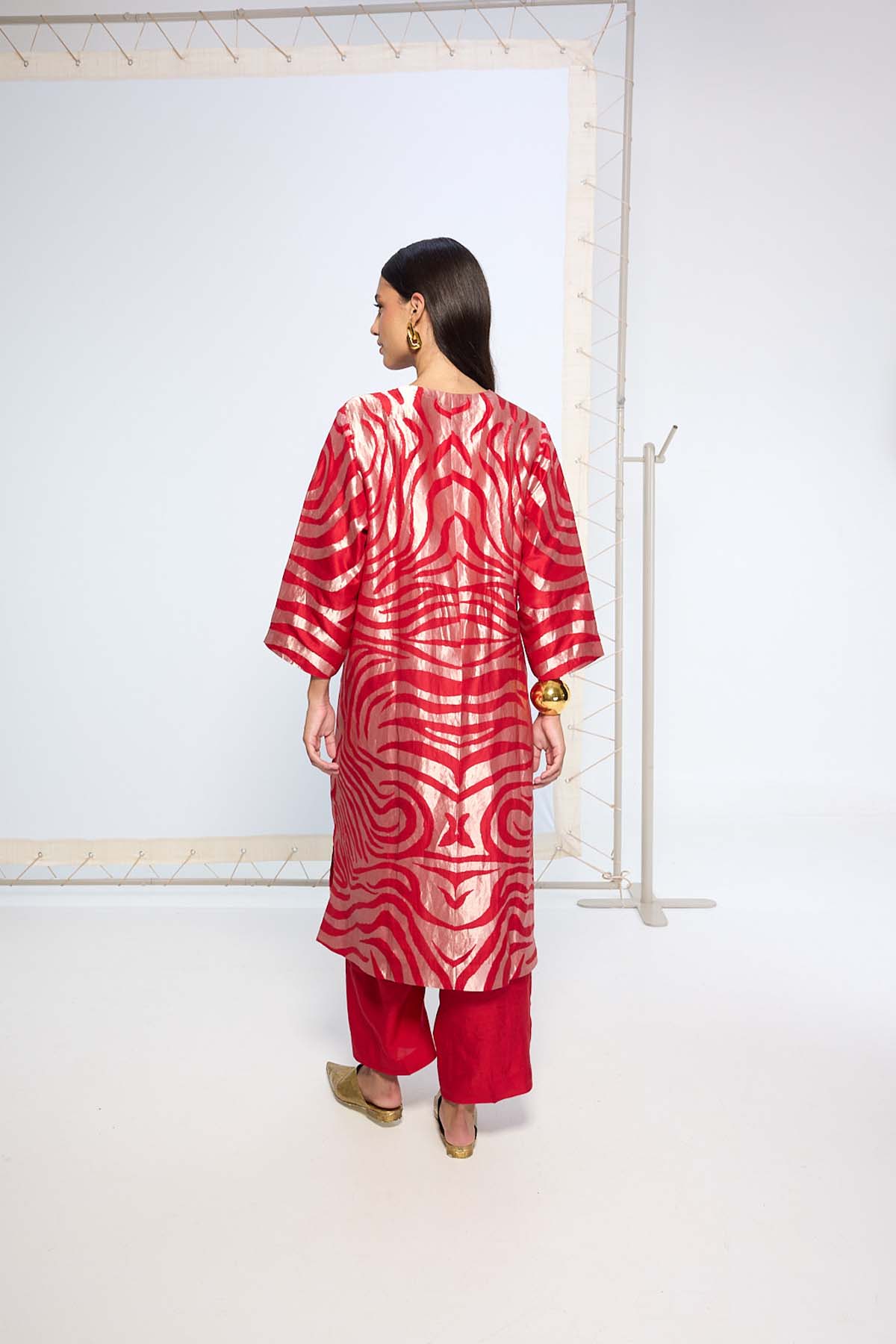Ekaya Handwoven Classic Red Kurta Set indian designer wear online shopping melange singapore 
