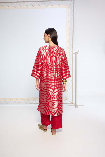 Ekaya Handwoven Classic Red Kurta Set indian designer wear online shopping melange singapore 