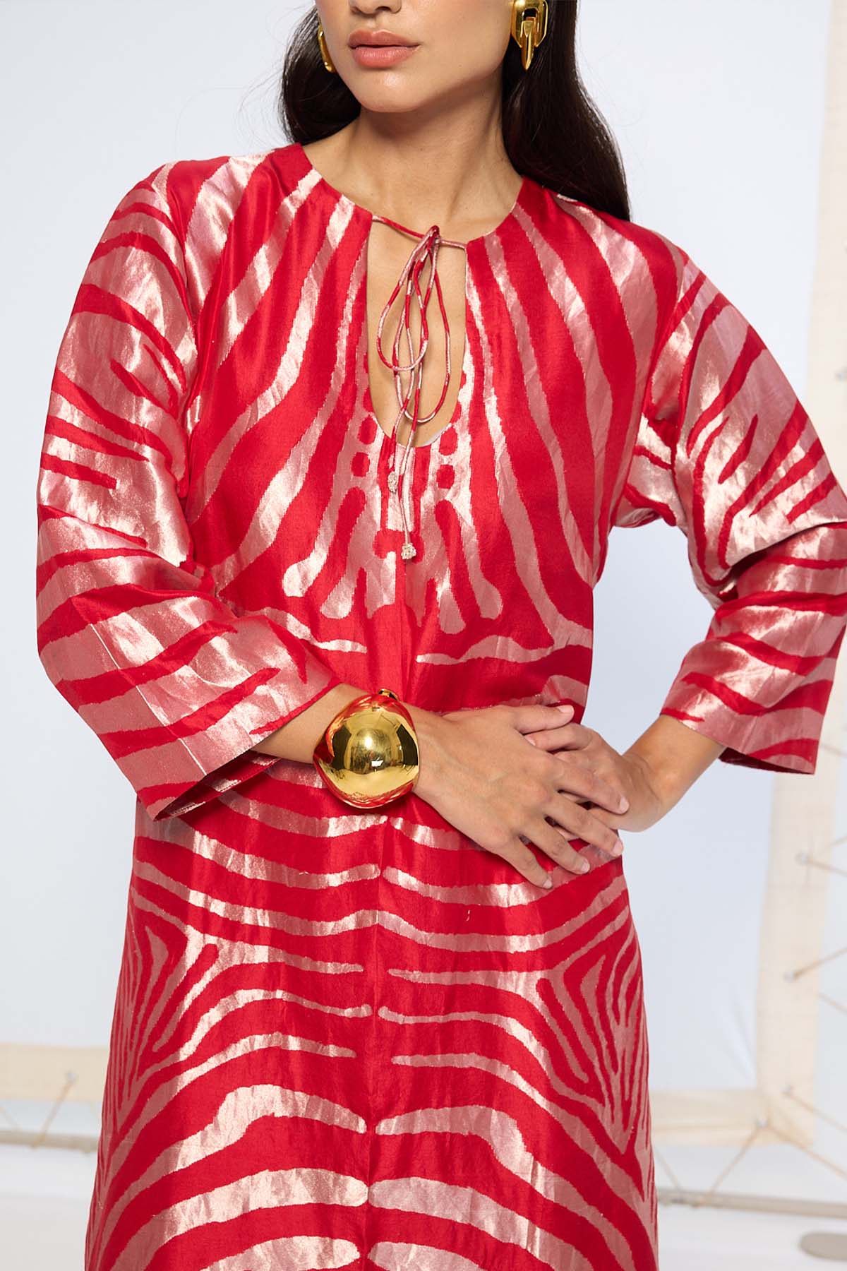 Ekaya Handwoven Classic Red Kurta Set indian designer wear online shopping melange singapore 