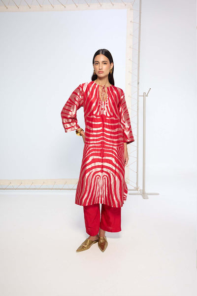 Ekaya Handwoven Classic Red Kurta Set indian designer wear online shopping melange singapore 
