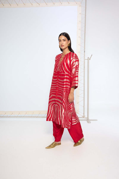 Ekaya Handwoven Classic Red Kurta Set indian designer wear online shopping melange singapore 