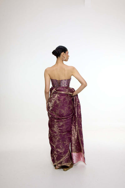 Ekaya Handwoven Cocoa Brown Saree Saree indian designer wear online shopping melange singapore 