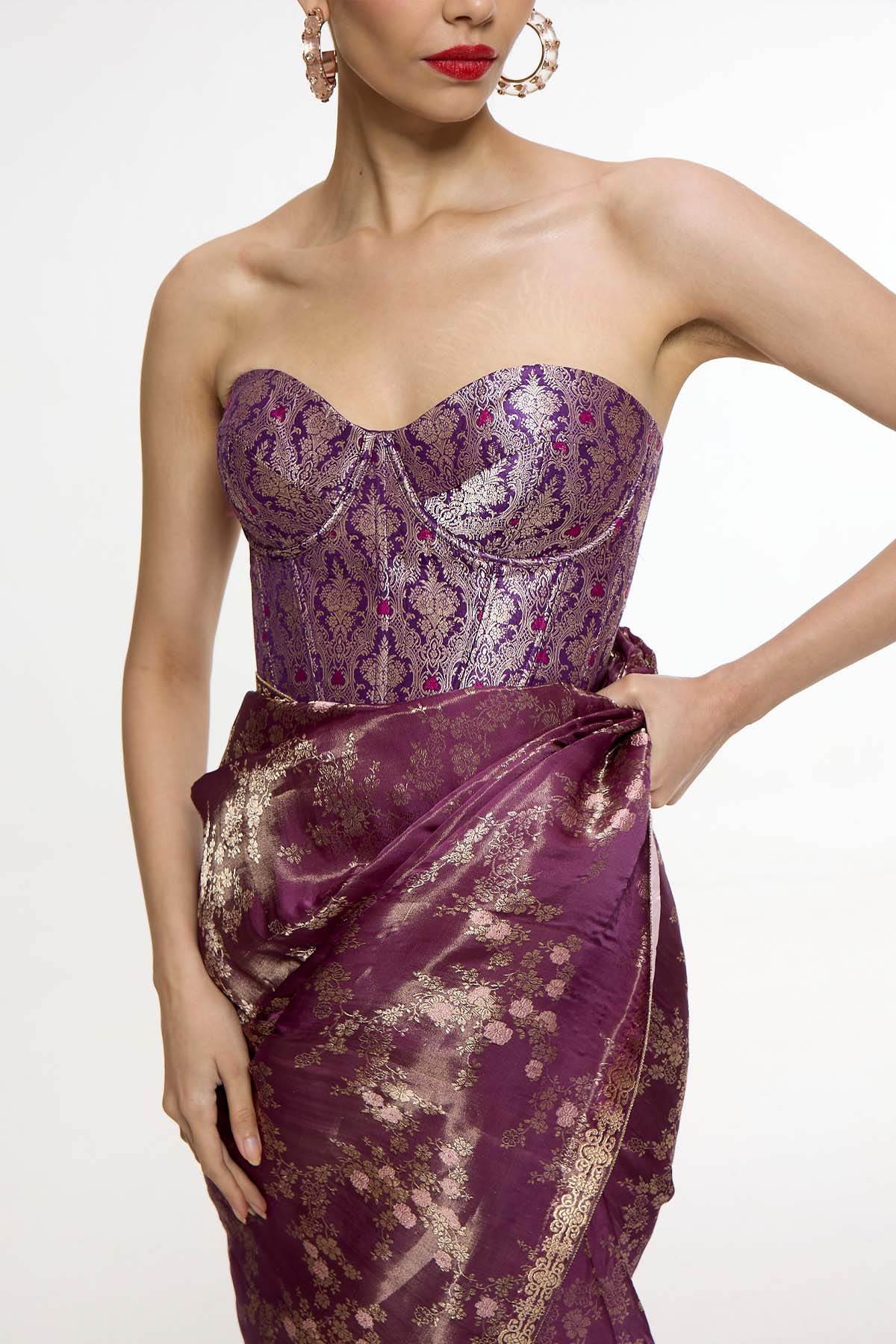 Ekaya Handwoven Cocoa Brown Saree Saree indian designer wear online shopping melange singapore 
