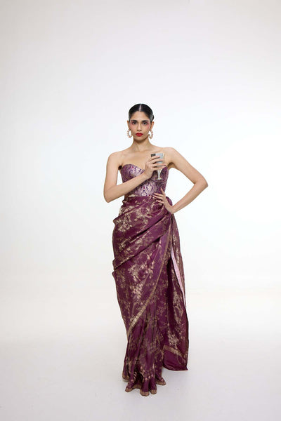 Ekaya Handwoven Cocoa Brown Saree Saree indian designer wear online shopping melange singapore 