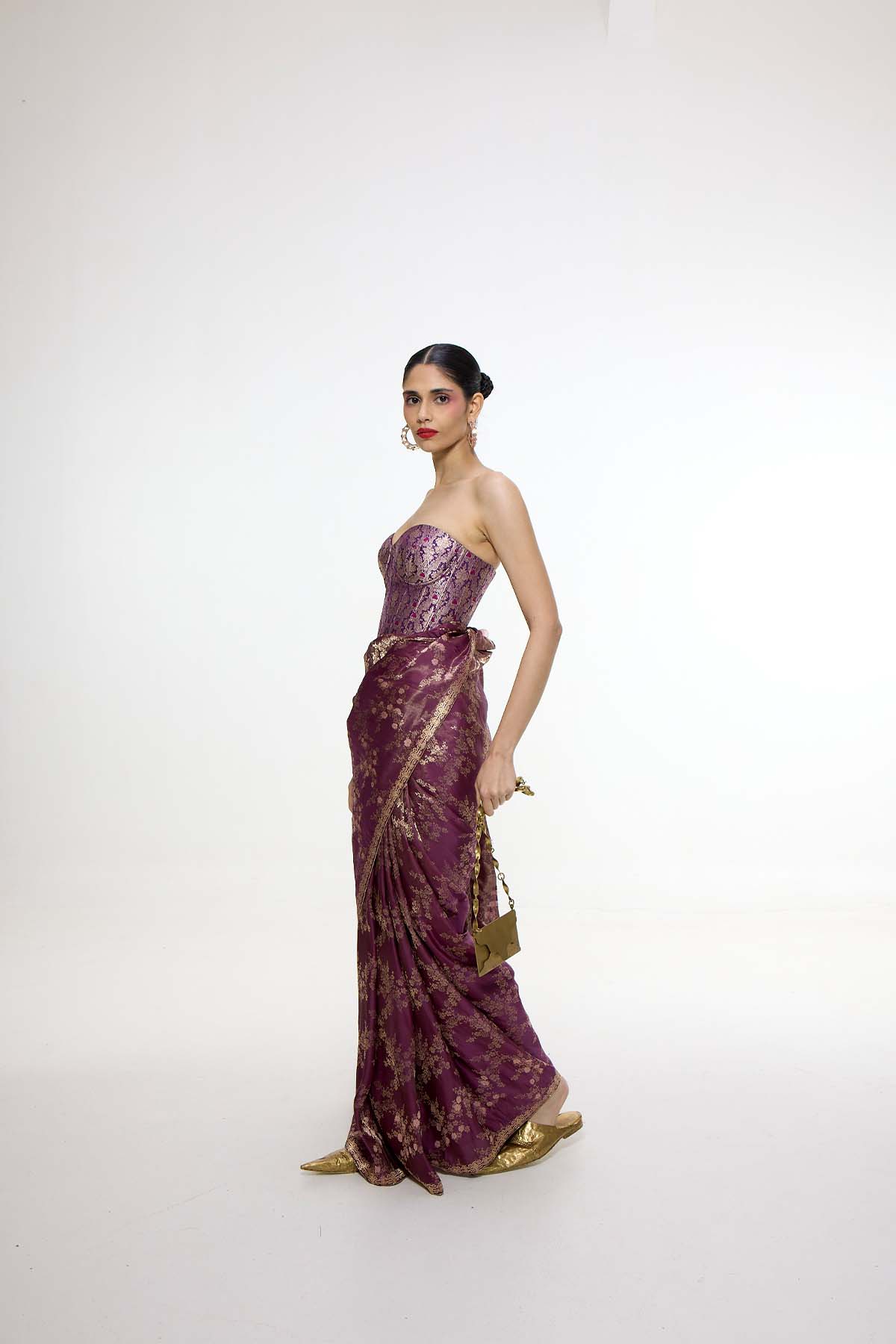 Ekaya Handwoven Cocoa Brown Saree Saree indian designer wear online shopping melange singapore 