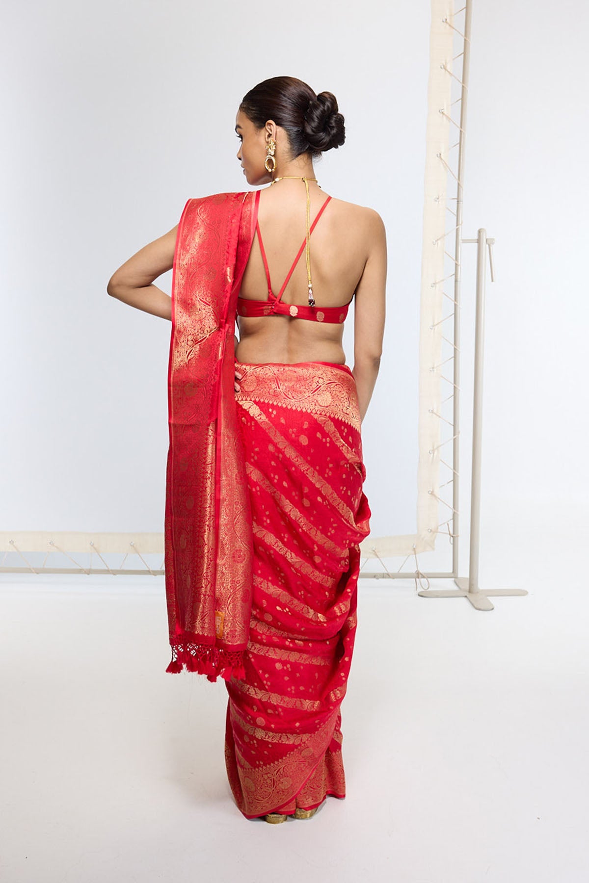Ekaya Handwoven Crimson Red Saree indian designer wear online shopping melange singapore 
