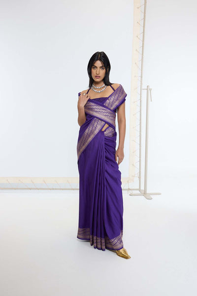 Ekaya Handwoven Deep Purple Saree indian designer wear online shopping melange singapore 