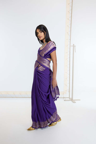 Ekaya Handwoven Deep Purple Saree indian designer wear online shopping melange singapore 