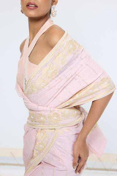 Ekaya Handwoven Dusty Peach Saree indian designer wear online shopping melange singapore 