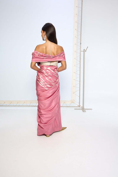 Ekaya Handwoven Dusty Pink Silk Saree indian designer wear online shopping melange singapore 