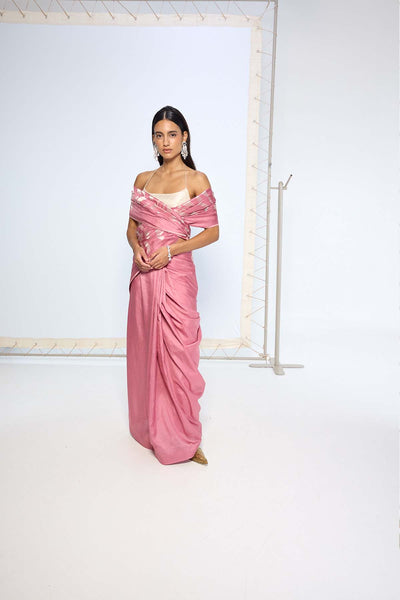Ekaya Handwoven Dusty Pink Silk Saree indian designer wear online shopping melange singapore 