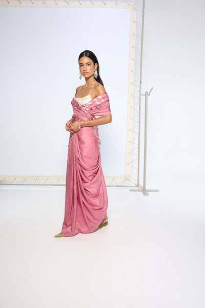Ekaya Handwoven Dusty Pink Silk Saree indian designer wear online shopping melange singapore 