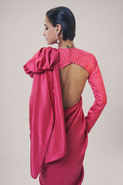 Ekaya Handwoven Flamingo Pink Saree indian designer wear online shopping melange singapore