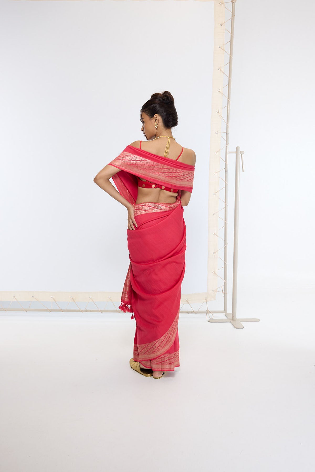 Ekaya Handwoven French Rose Saree indian designer wear online shopping melange singapore 