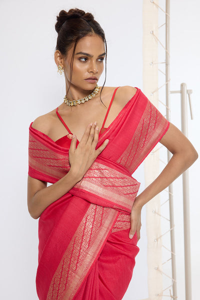Ekaya Handwoven French Rose Saree indian designer wear online shopping melange singapore 