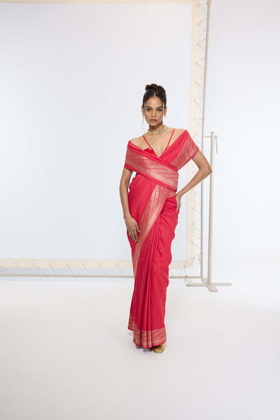 Ekaya Handwoven French Rose Saree indian designer wear online shopping melange singapore 