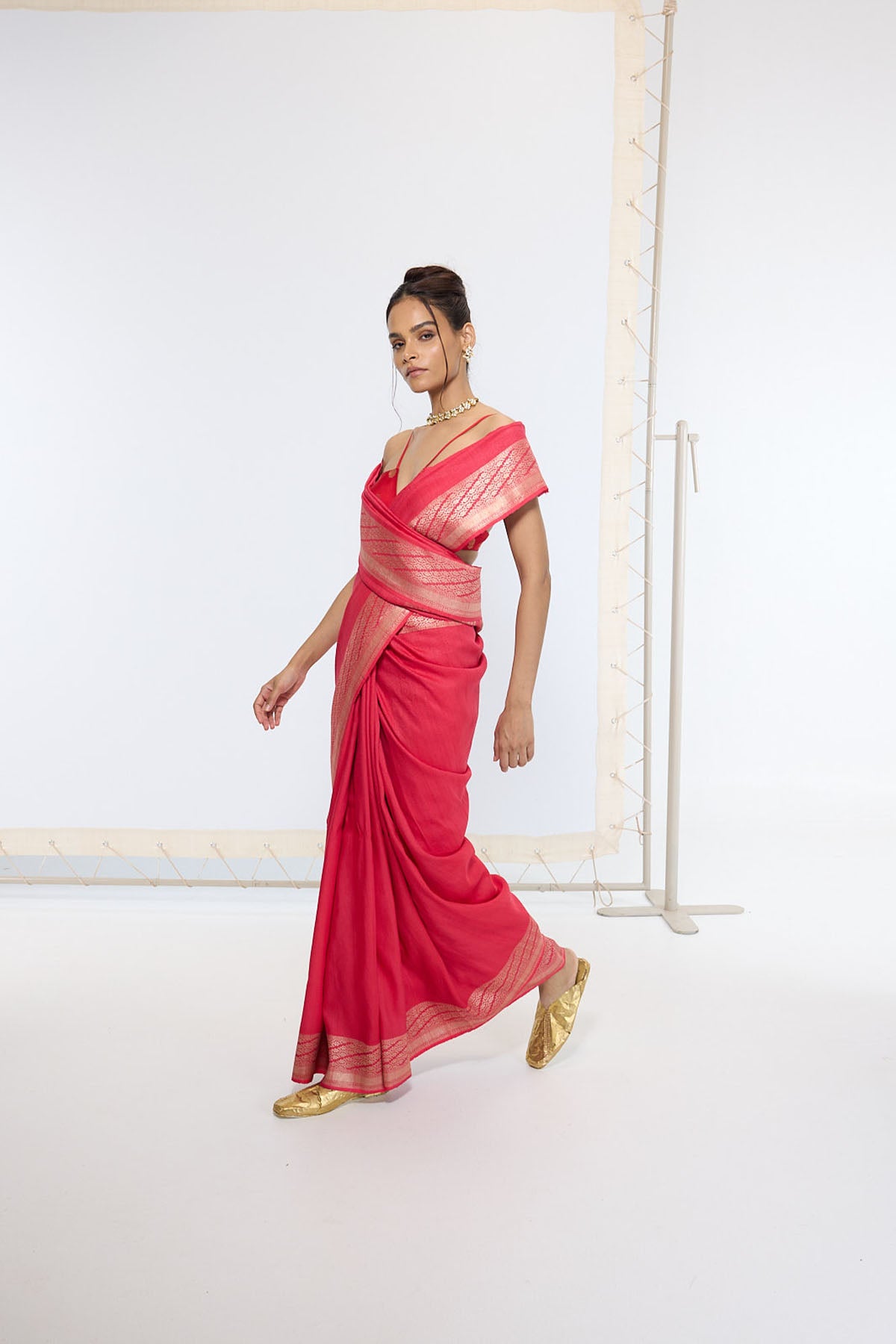 Ekaya Handwoven French Rose Saree indian designer wear online shopping melange singapore 