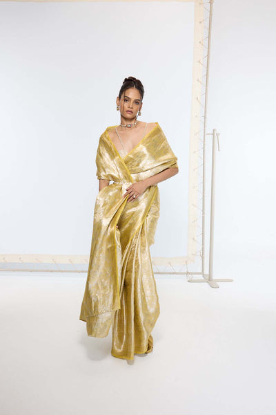 Ekaya Handwoven Golden Ember Tissue Saree indian designer wear online shopping melange singapore 