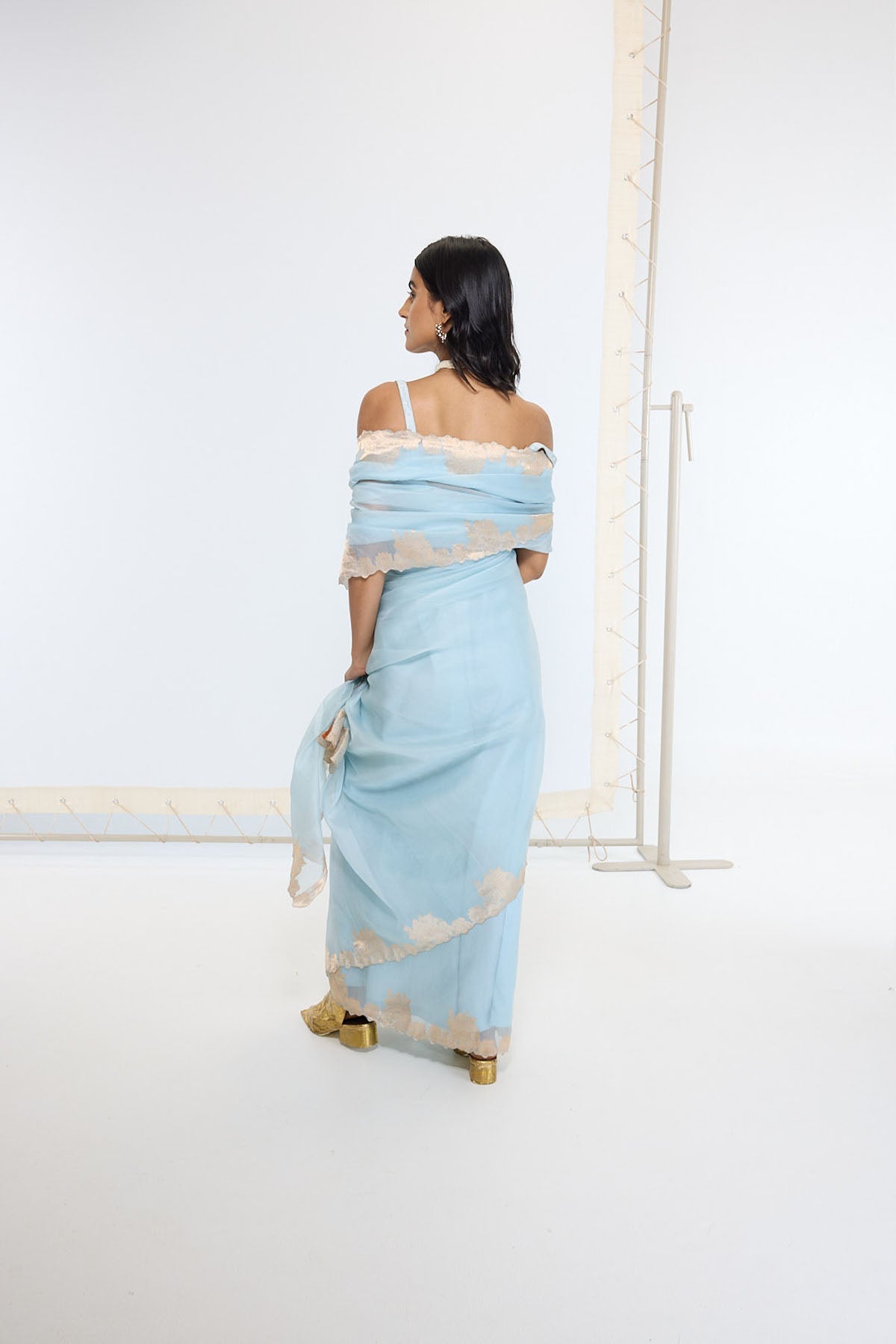Ekaya Handwoven Icy Blue Saree indian designer wear online shopping melange singapore 