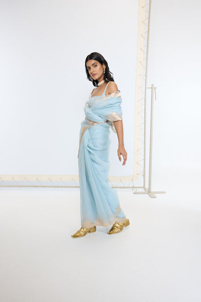 Ekaya Handwoven Icy Blue Saree indian designer wear online shopping melange singapore 
