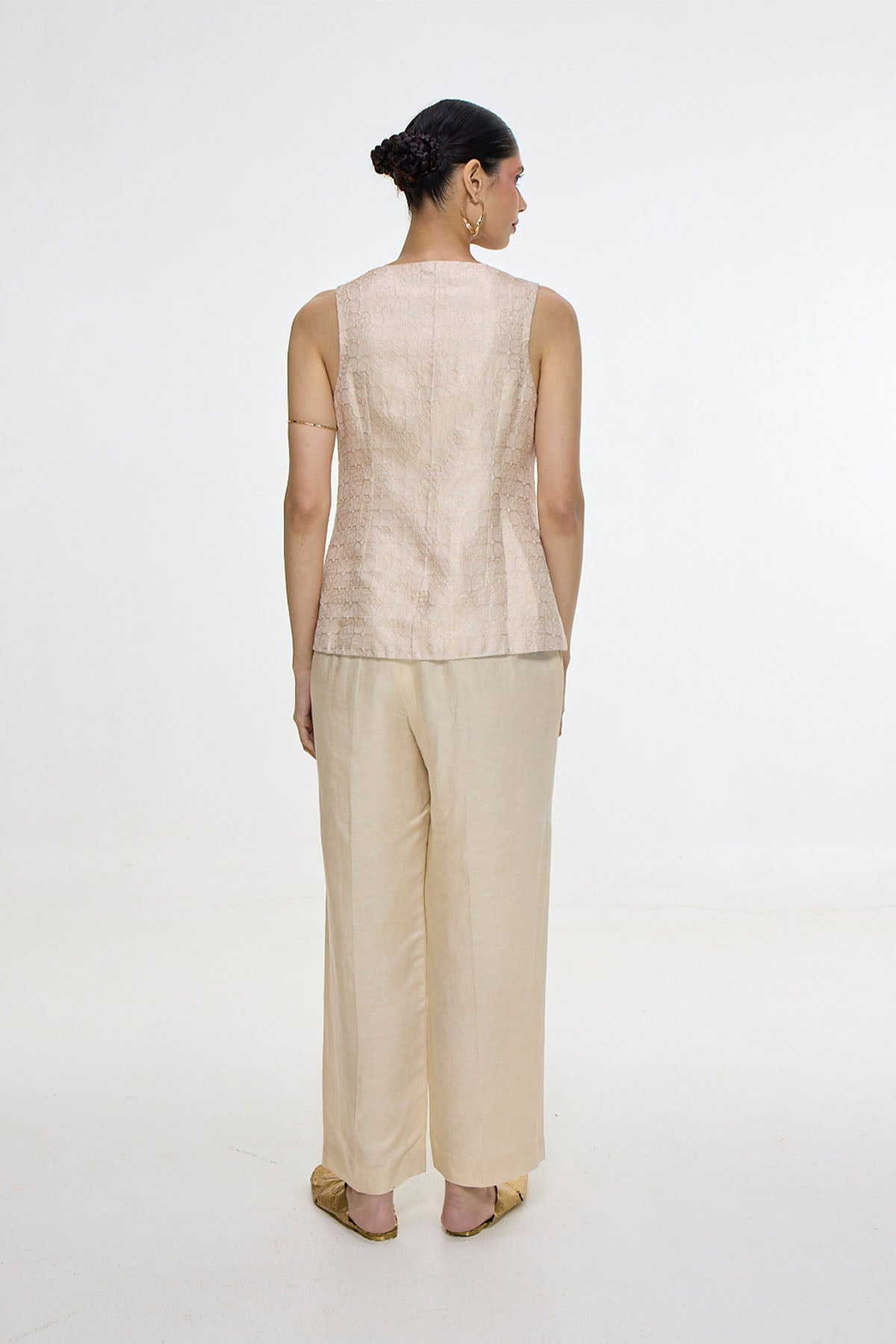 Ekaya Handwoven Ivory Waistcoat Set indian designer wear online shopping melange singapore 
