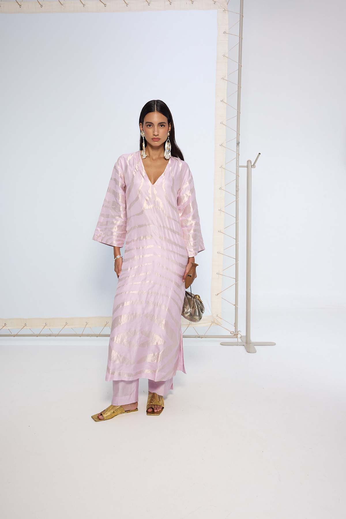 Ekaya Handwoven Lavender Silk Kurta Set indian designer wear online shopping melange singapore 