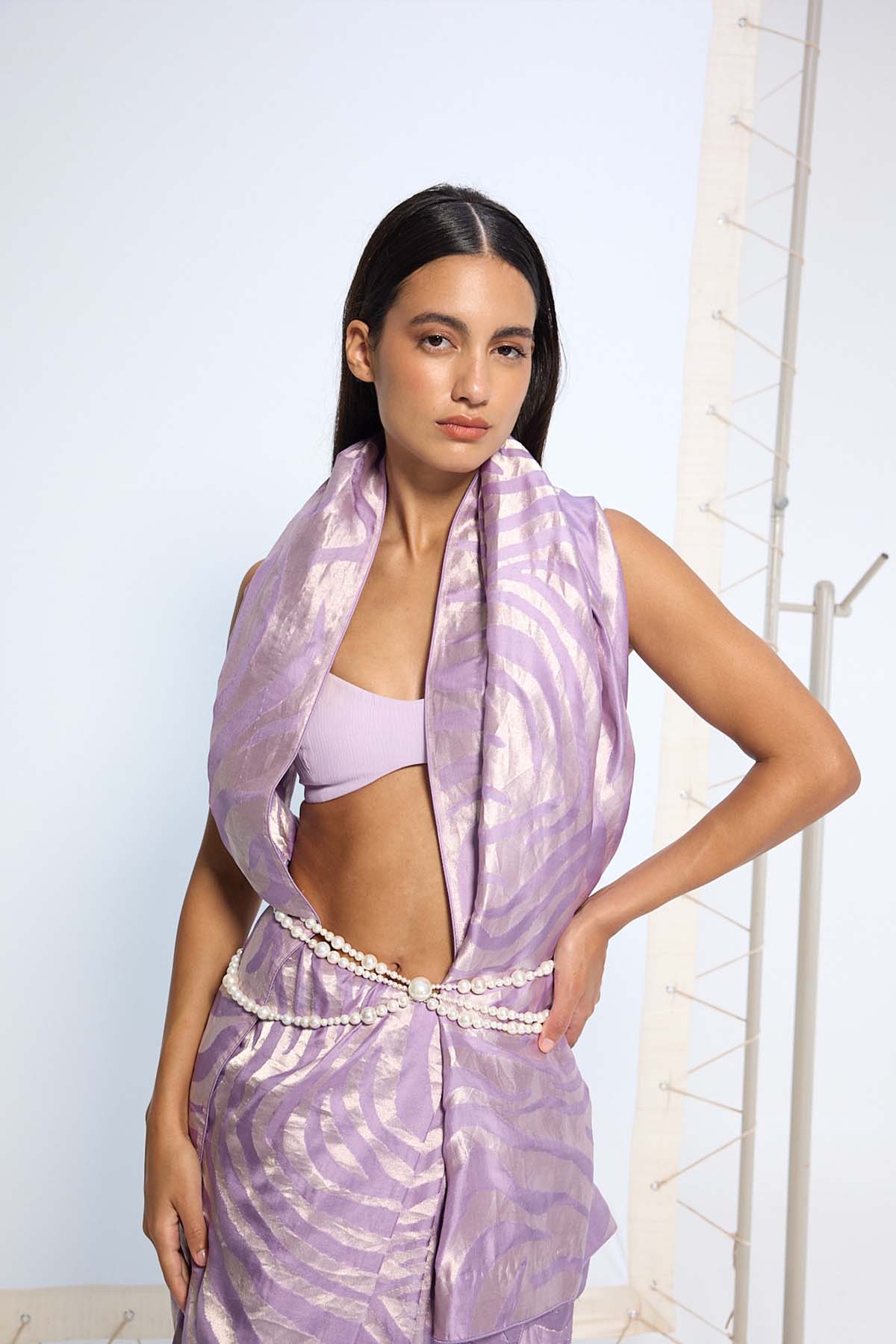 Ekaya Handwoven Lavender Silk Saree indian designer wear online shopping melange singapore 

