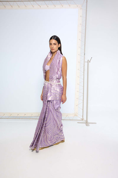 Ekaya Handwoven Lavender Silk Saree indian designer wear online shopping melange singapore 
