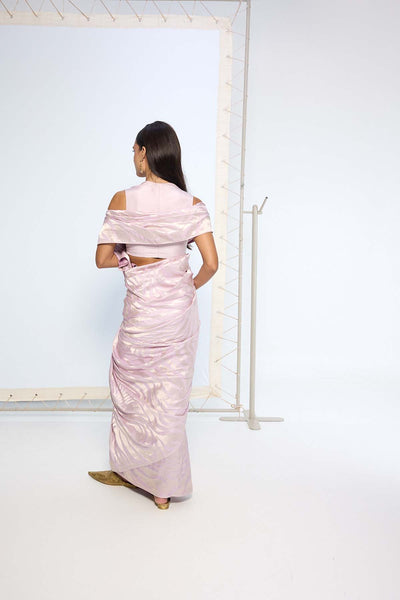 Ekaya Handwoven Lilac Silk Saree indian designer wear online shopping melange singapore 