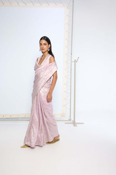 Ekaya Handwoven Lilac Silk Saree indian designer wear online shopping melange singapore 