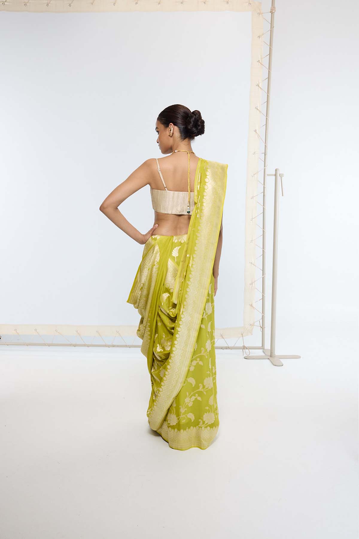 Ekaya Handwoven Marigold Saree indian designer wear online shopping melange singapore 