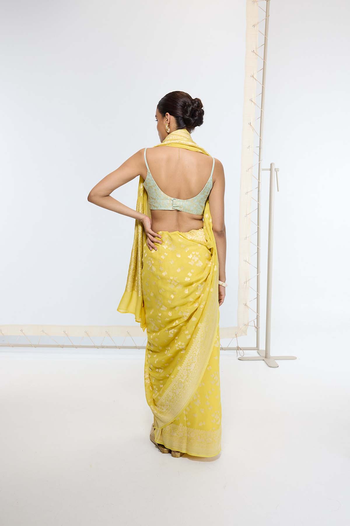 Ekaya Handwoven Mustard Yellow Saree indian designer wear online shopping melange singapore 