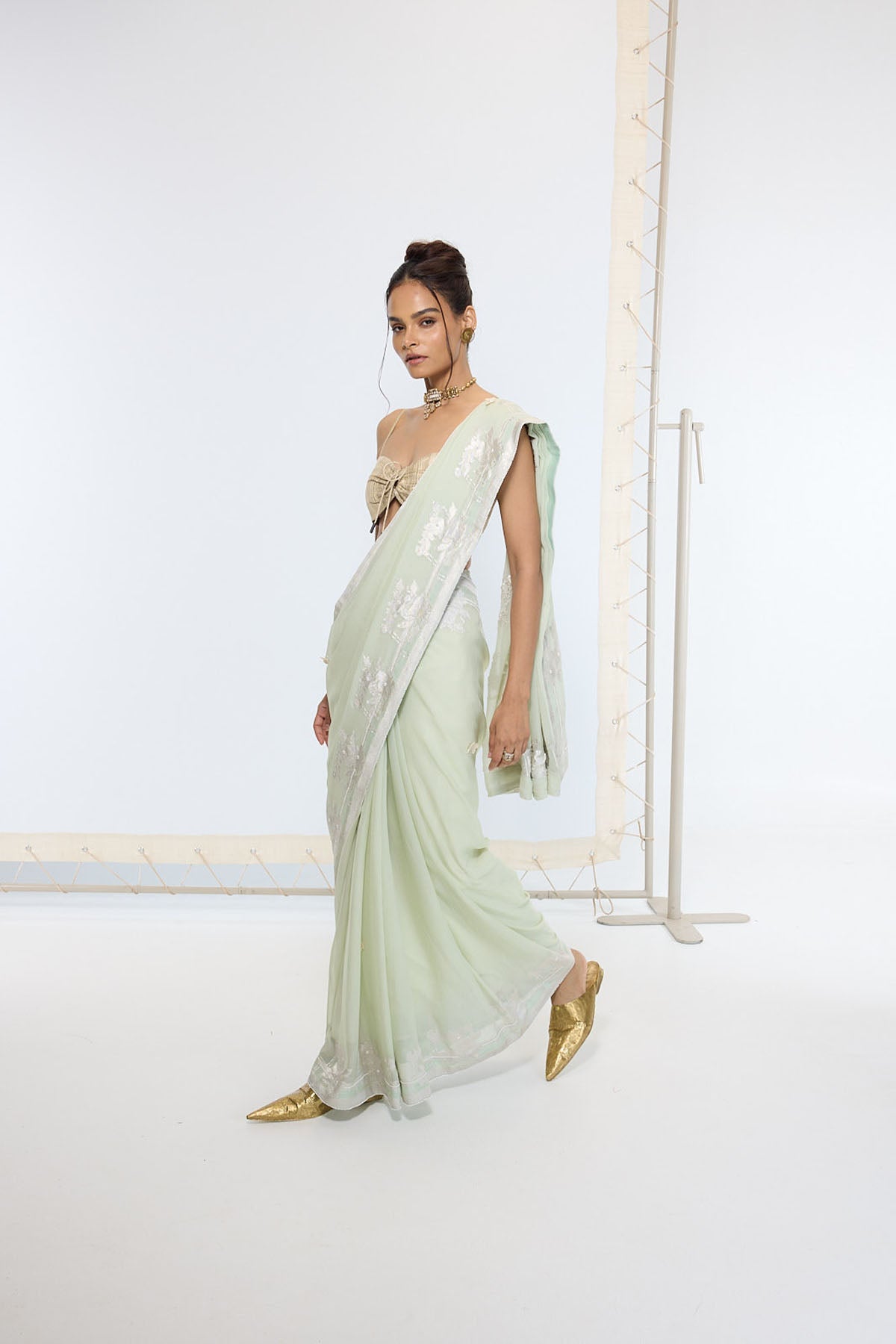 Handwoven Pastel Green Saree