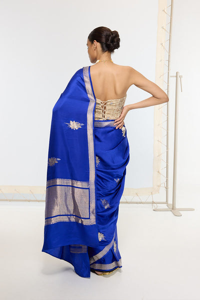 Ekaya Handwoven Prussian Blue Saree indian designer wear online shopping melange singapore 
