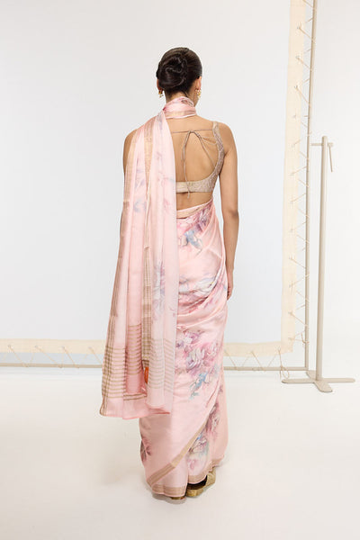 Ekaya Handwoven Rose Quartz Printed Saree indian designer wear online shopping melange singapore 