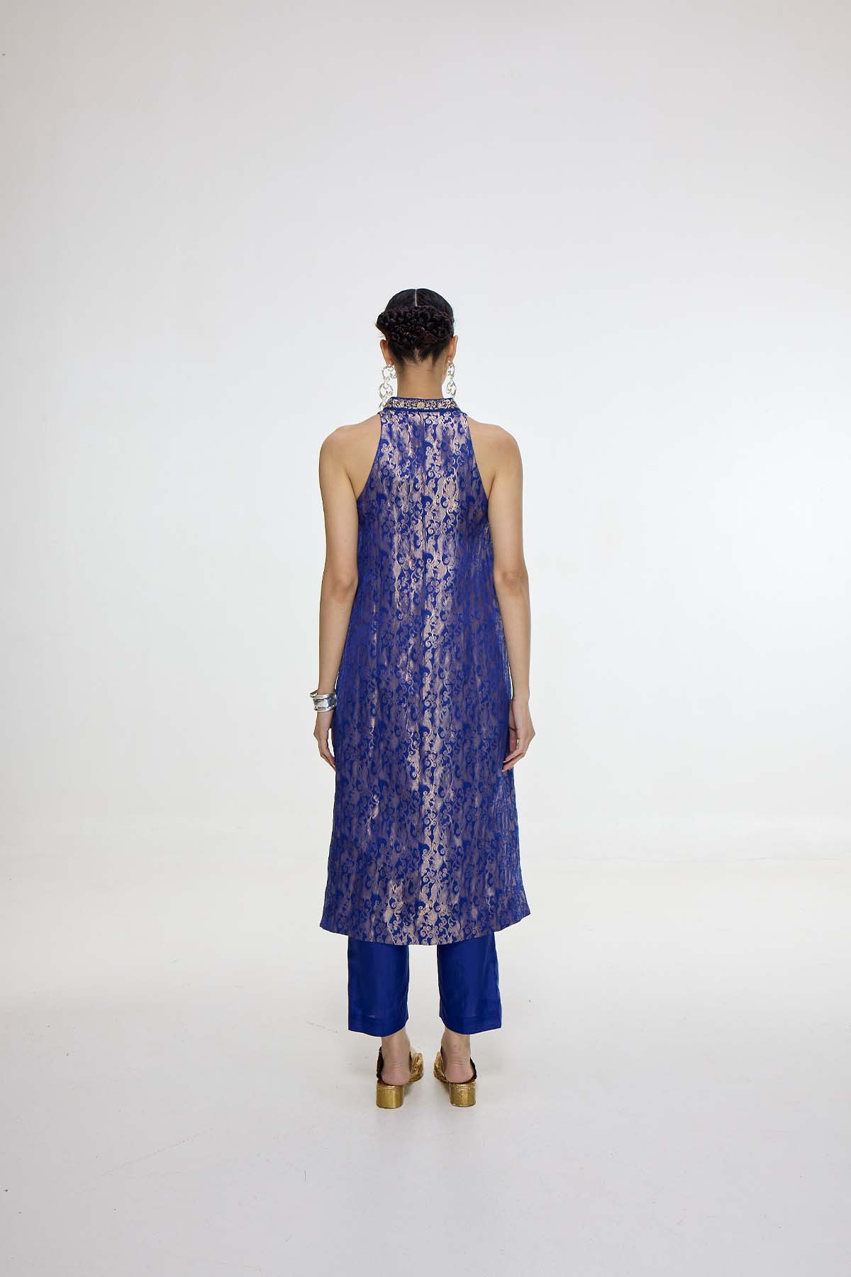 Ekaya Handwoven Royal Blue Kurta Set indian designer wear online shopping melange singapore 
