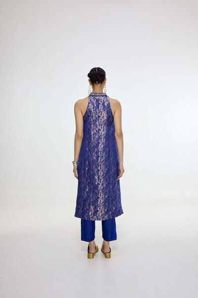 Ekaya Handwoven Royal Blue Kurta Set indian designer wear online shopping melange singapore 