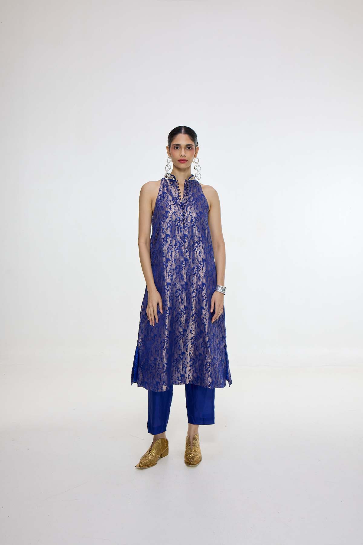 Ekaya Handwoven Royal Blue Kurta Set indian designer wear online shopping melange singapore 