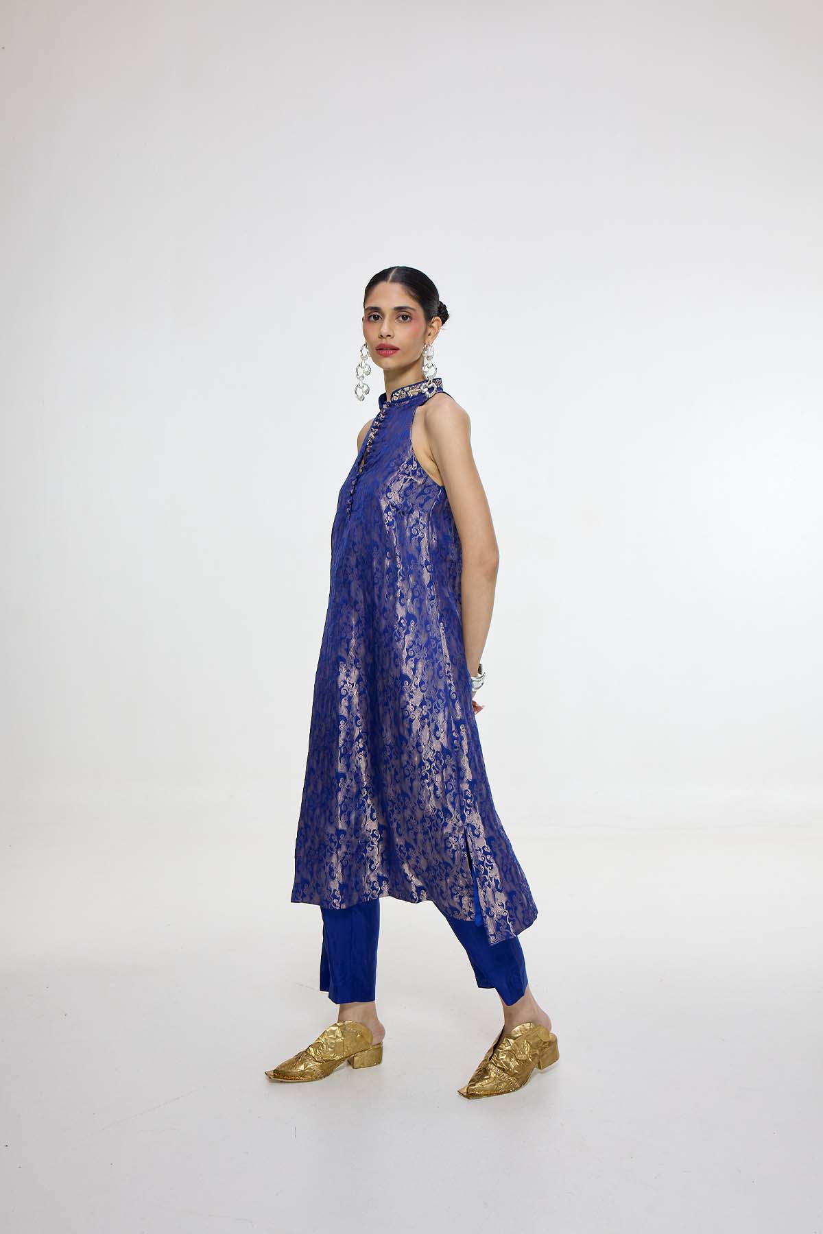 Ekaya Handwoven Royal Blue Kurta Set indian designer wear online shopping melange singapore 