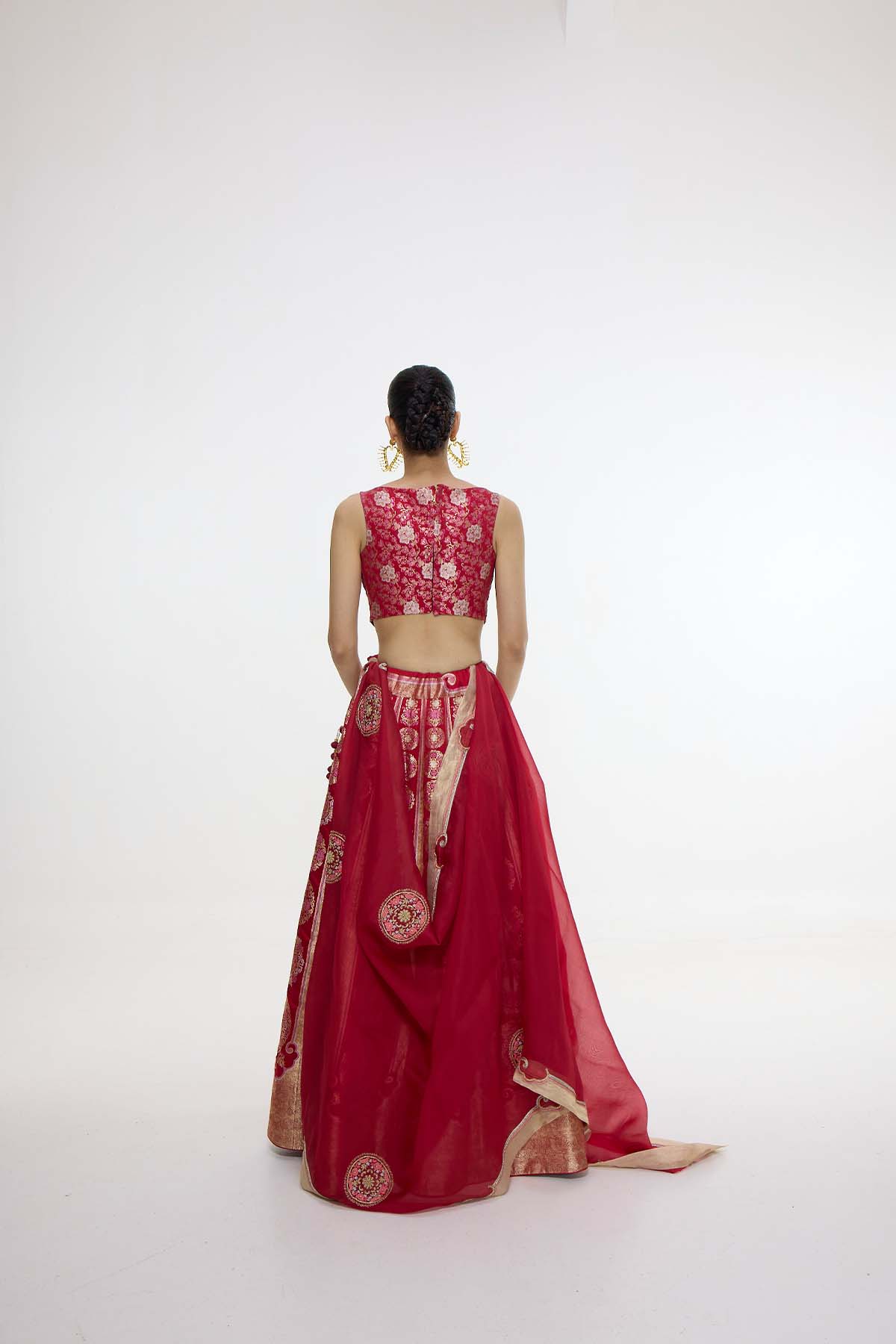 Ekaya Handwoven Ruby Red Lehenga Set indian designer wear online shopping melange singapore 