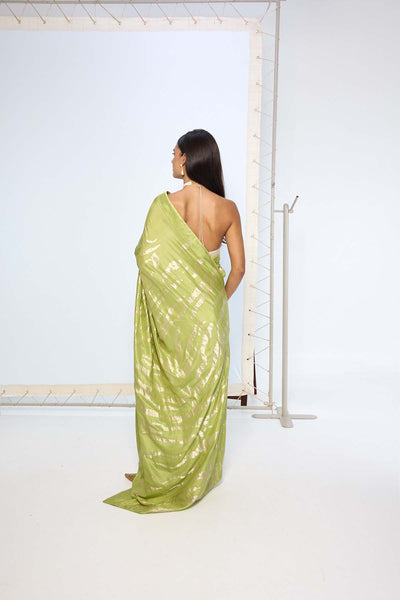 Ekaya Handwoven Sage Green Silk Saree indian designer wear online shopping melange singapore 