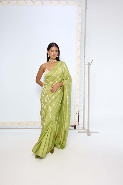 Ekaya Handwoven Sage Green Silk Saree indian designer wear online shopping melange singapore 