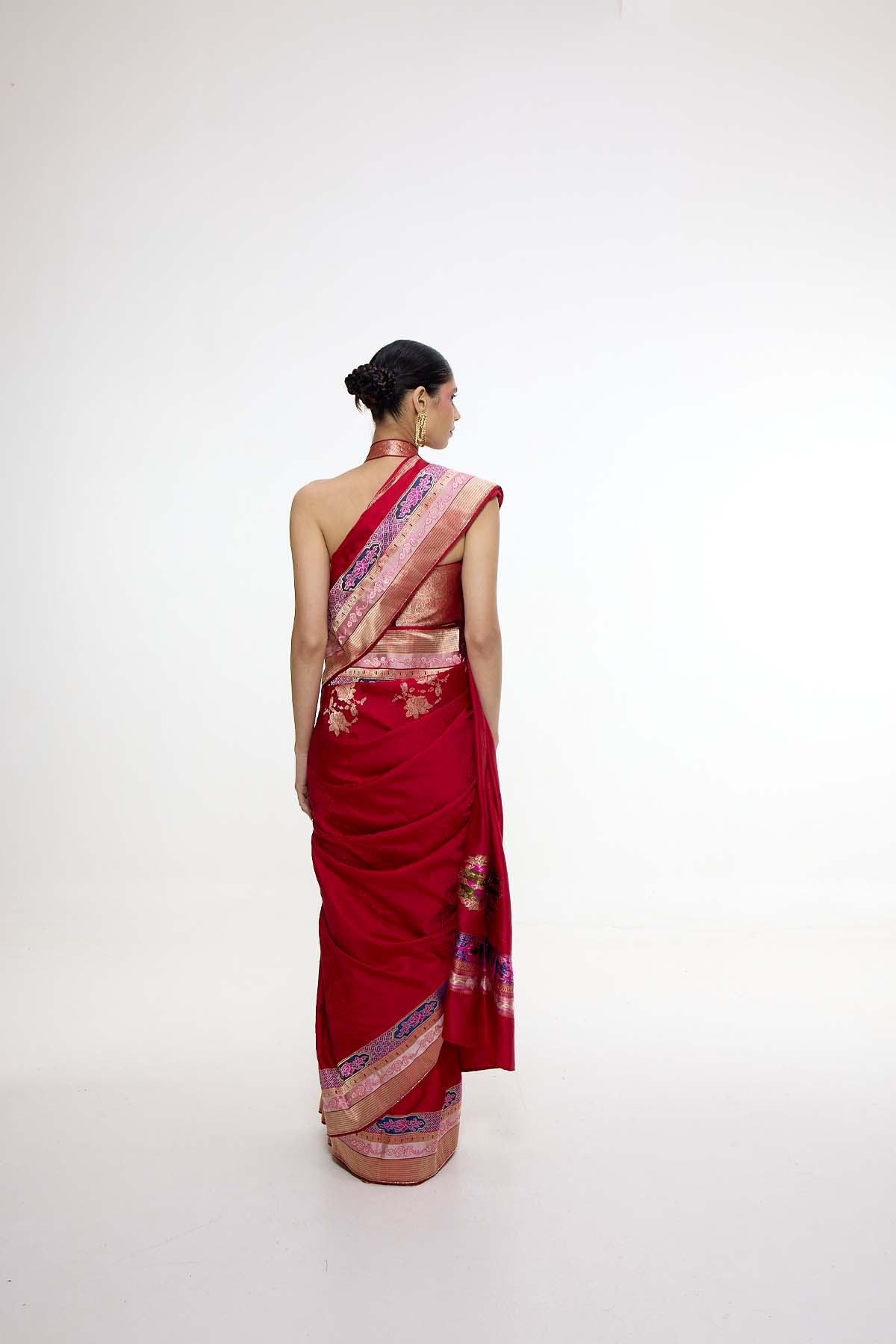 Ekaya Handwoven Scarlet Red Saree indian designer wear online shopping melange singapore 
