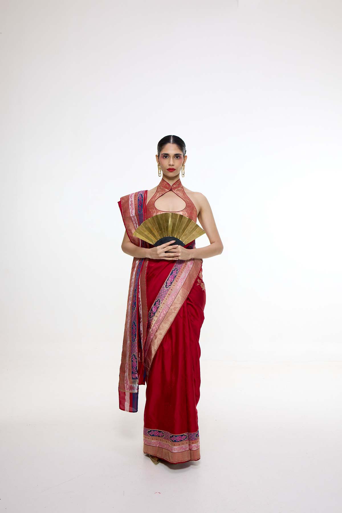 Ekaya Handwoven Scarlet Red Saree indian designer wear online shopping melange singapore 
