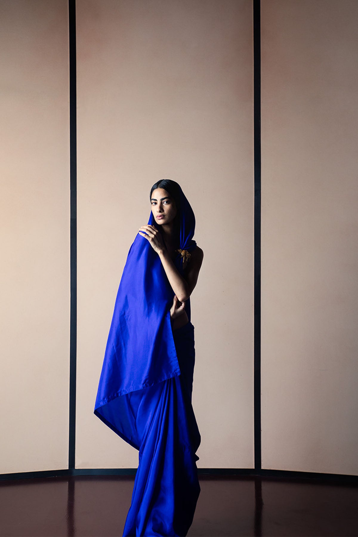 Ekaya Handwoven Ultramarine Blue Silk Saree indian designer wear online shopping melange singapore 
