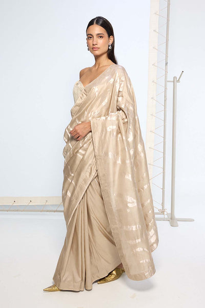 Ekaya Handwover Beige Silk Sari indian designer wear online shopping melange singapore 