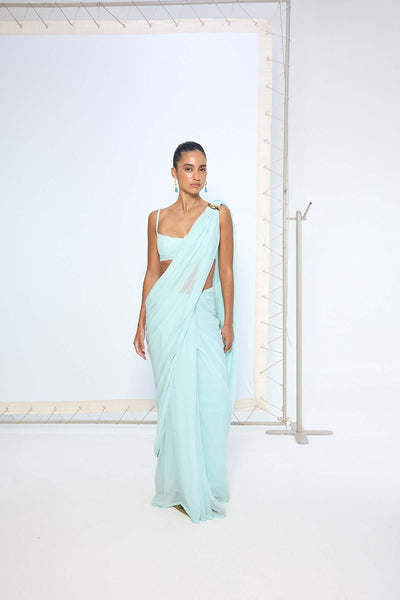 Ekaya Ice Blue Movable Brooch Saree indian designer wear online shopping melange singapore 