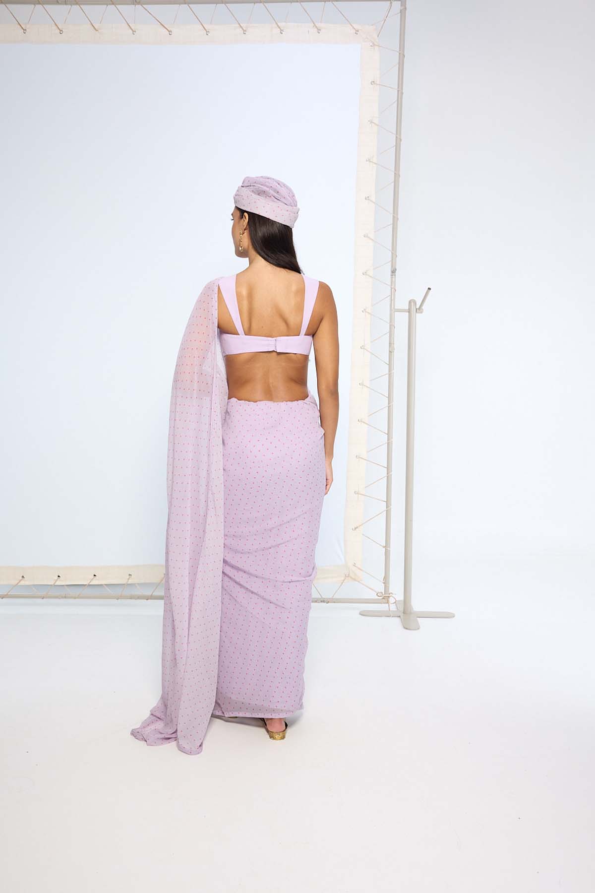 Ekaya Lavender Polka Dotted Saree indian designer wear online shopping melange singapore 