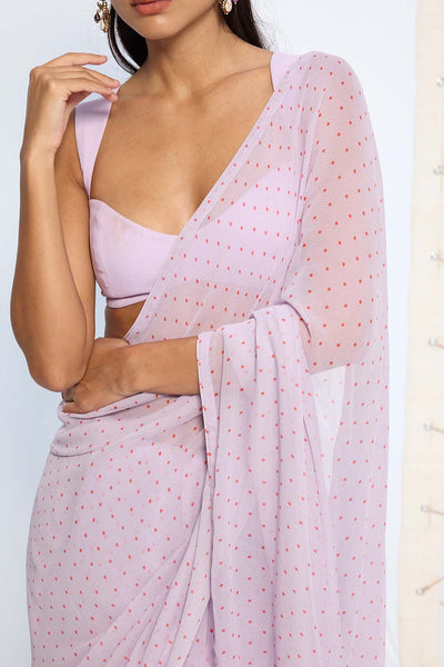 Ekaya Lavender Polka Dotted Saree indian designer wear online shopping melange singapore 