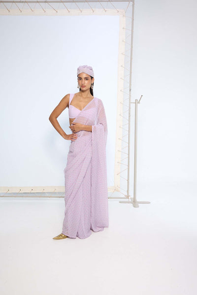 Ekaya Lavender Polka Dotted Saree indian designer wear online shopping melange singapore 